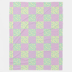 Chequered Love-Pastel Pink, Yellow, Purple & Green Fleece Blanket