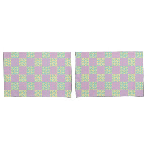 Chequered Love-Pastel Pink, Yellow, Purple & Green Pillowcase