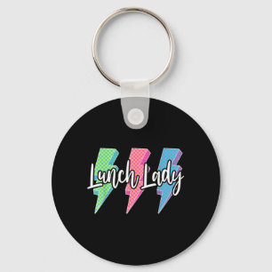 Chequered Lunch Lady Lightning Bolt Back To School Key Ring