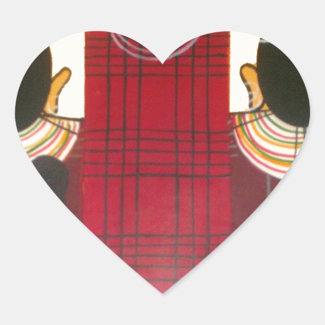 Chequered Maasai Family Portrait Heart Sticker (Front)