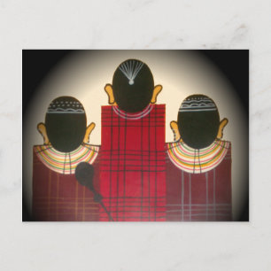 Chequered Maasai Family Portrait Postcard