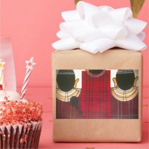 Chequered Maasai Family Portrait Rectangular Sticker