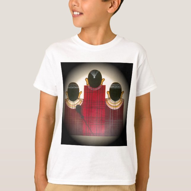 Chequered Maasai Family Portrait T-Shirt (Front)