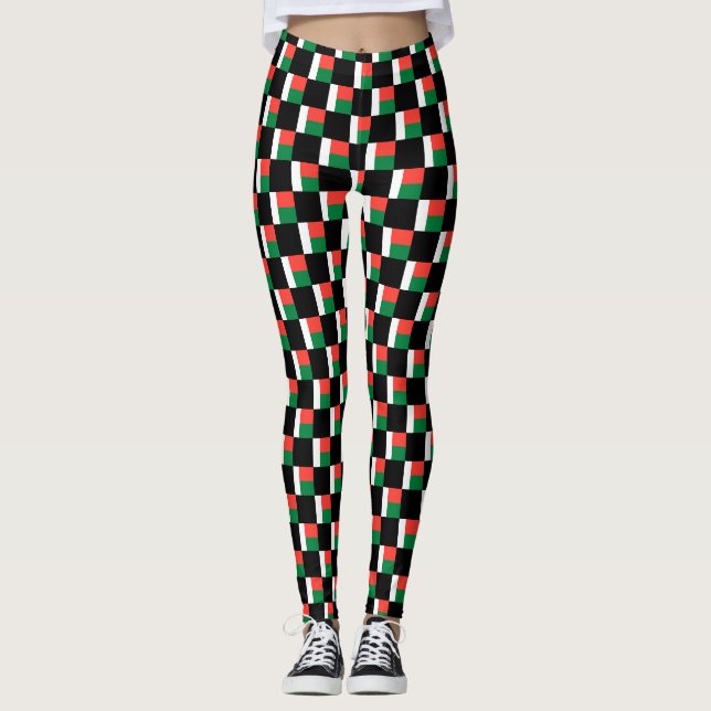 Chequered Madagascar Flag Pattern  Leggings (Front)