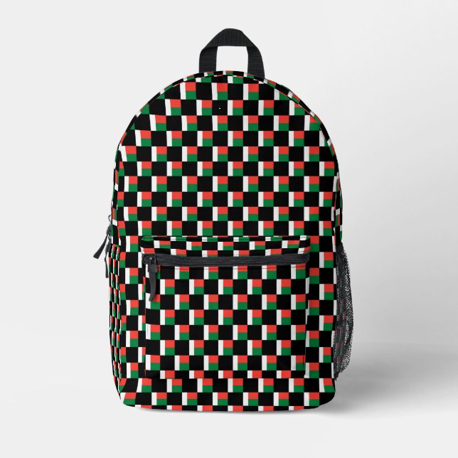 Chequered Madagascar Flag Pattern  Printed Backpack (Front)