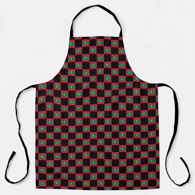 Chequered Maldives Flag Pattern  Apron (Front)