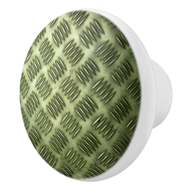 Chequered Metal Stainless Steel Flooring Texture Ceramic Knob (Right)