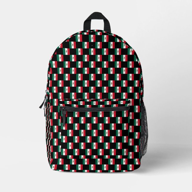 Chequered Mexico Flag Pattern  Printed Backpack (Front)