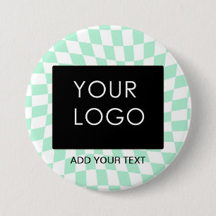 Chequered Mint Customisable Business Add Logo 7.5 Cm Round Badge