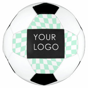 Chequered Mint Customisable Business Add Logo Soccer Ball