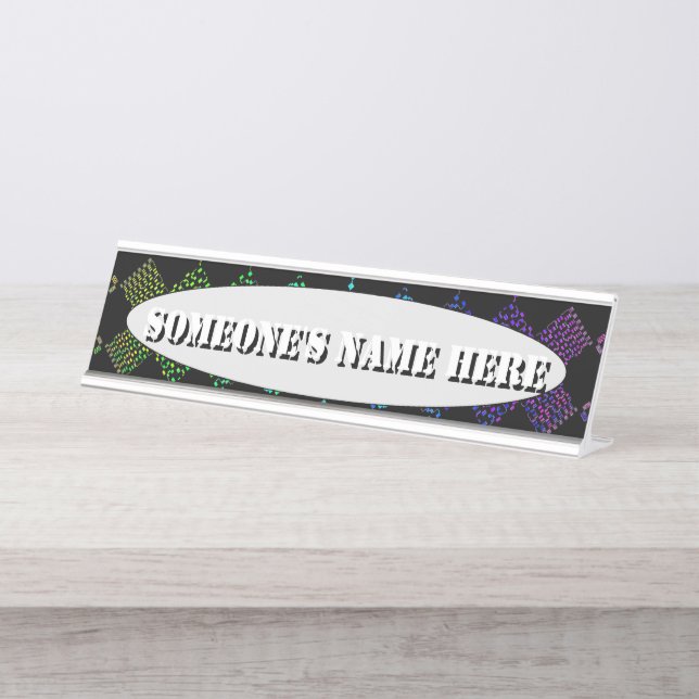 Chequered Moire by Kenneth Yoncich Desk Name Plate (Front)