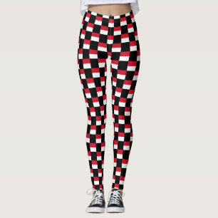 Chequered Monaco Flag Pattern Leggings