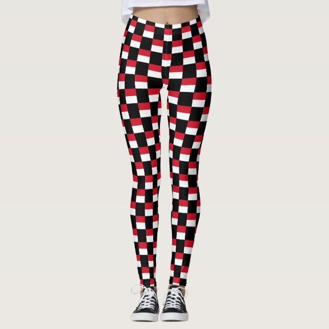 Chequered Monaco Flag Pattern  Leggings (Front)