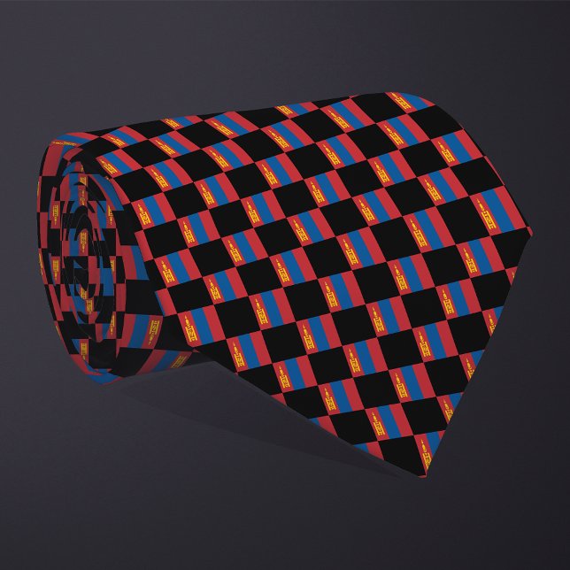 Chequered Mongolia Flag Pattern  Tie (Creator Uploaded)