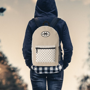 Chequered Monogram Beige Printed Backpack
