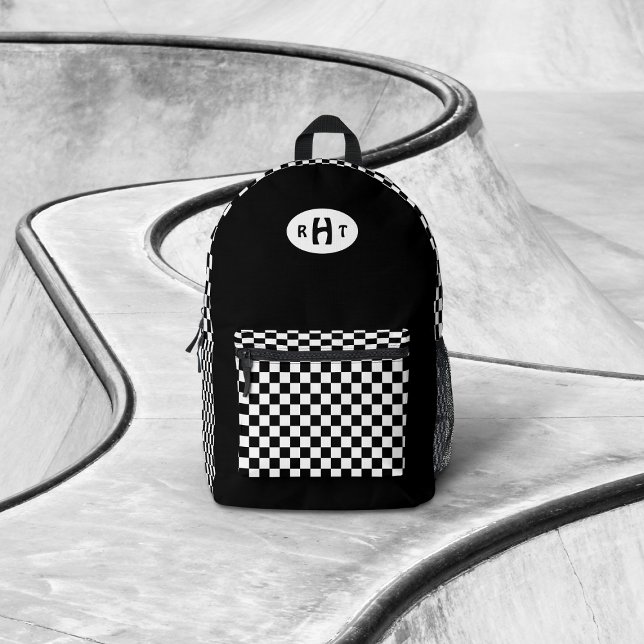 Chequered Monogram Black Printed Backpack (Creator Uploaded)