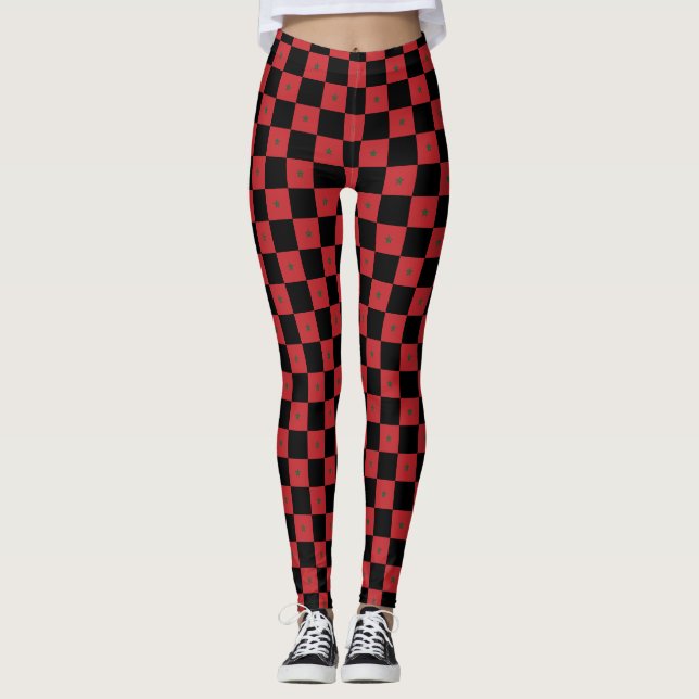 Chequered Morocco Flag Pattern  Leggings (Front)
