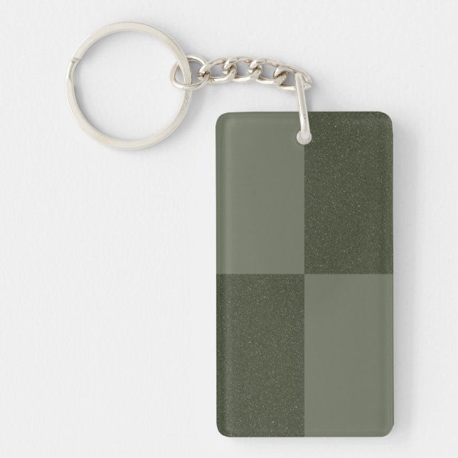 Chequered Moss Green Acrylic Keychain – Customise (Front)