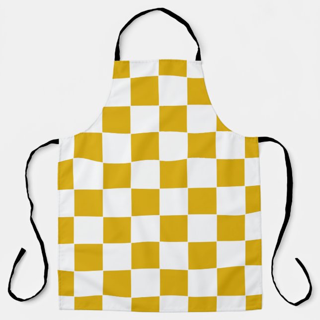 Chequered mustard yellow and White Apron (Front)