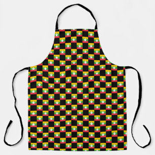 Chequered Myanmar Flag Pattern  Apron