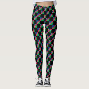 Chequered Namibia Flag Pattern Leggings