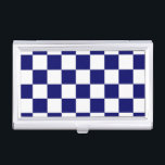 Chequered Navy and White Business Card Holder<br><div class="desc">Cool simple navy and white chequered pattern is made of rows of alternating white and dark blue squares. Feel free to customise the product to make it your own. Digitally created 9000 x 6000 pixel image. Copyright ©2013 Claire E. Skinner, All rights reserved. To see this design on other items,...</div>