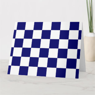 Chequered Navy and White Card