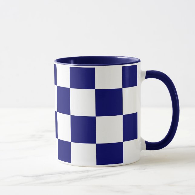 Chequered Navy and White Mug (Right)
