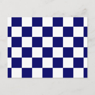 Chequered Navy and White Postcard