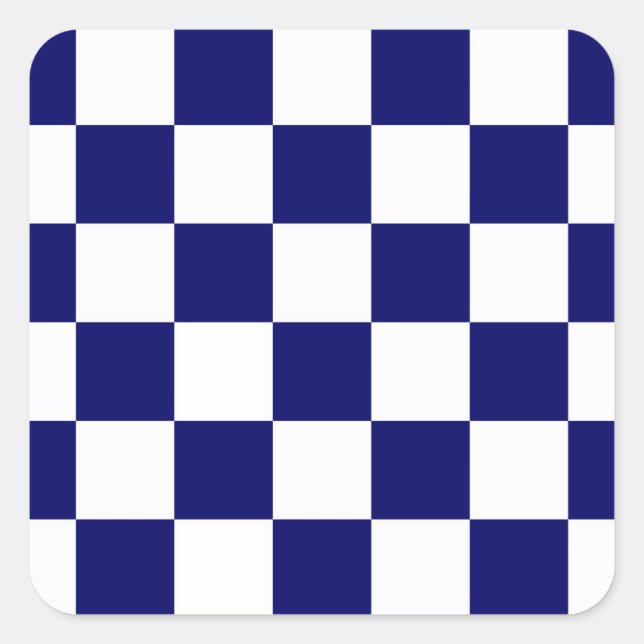 Chequered Navy and White Square Sticker (Front)
