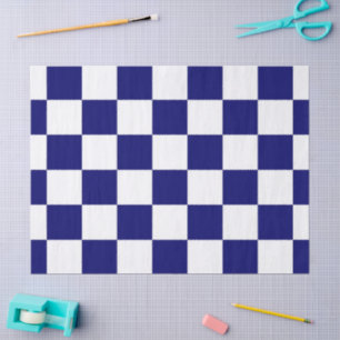 Chequered Navy and White Tissue Paper
