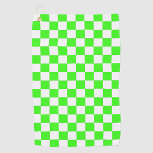 Chequered Neon Green and White Golf Towel