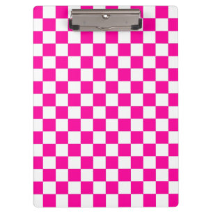 Chequered Neon Pink and White  Clipboard