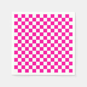 Chequered Neon Pink and White  Napkin