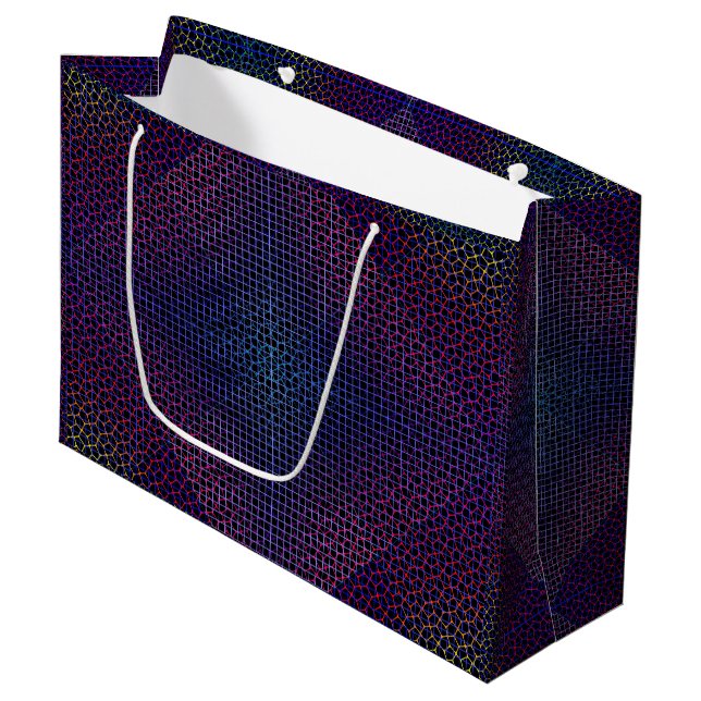 Chequered Net pattern 01 Black BG Large Gift Bag (Front Angled)
