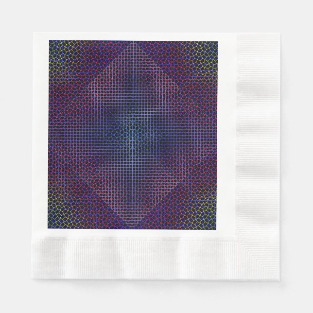 Chequered Net pattern 01 Black BG Napkin (Front)