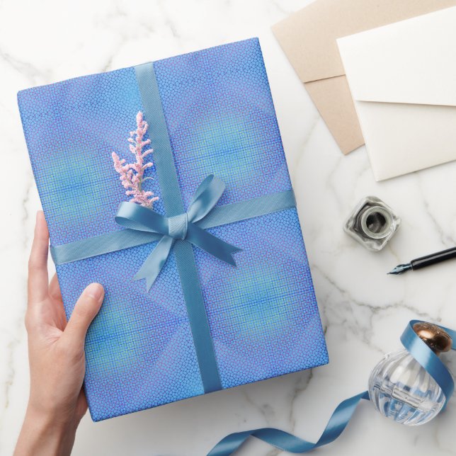 Chequered Net pattern 01 LBlue BG Wrapping Paper (Gifting)