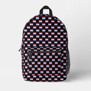 Chequered Netherlands Flag Pattern Printed Backpack