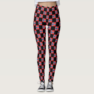 Chequered Norway Flag Pattern Leggings