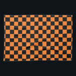 Chequered Orange and Black Tea Towel<br><div class="desc">Abstract digital art of orange and black squares in a chequered formation.</div>
