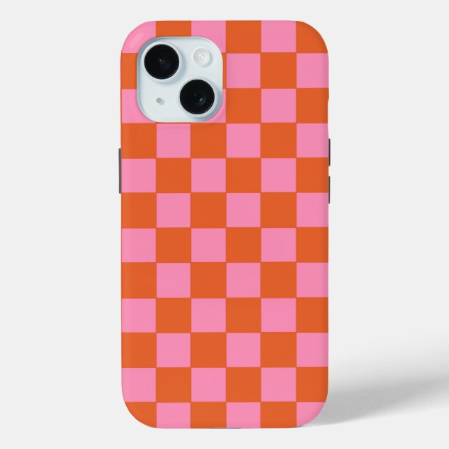 Chequered Orange and Pink  Case-Mate iPhone Case (Back)