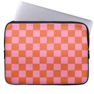 Chequered Orange and Pink Laptop Sleeve