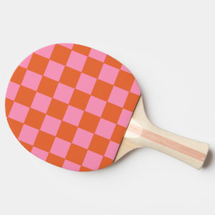 Chequered Orange and Pink  Ping Pong Paddle