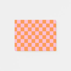 Chequered Orange and Pink Post-it Notes