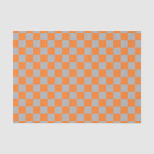 Chequered Orange and Silver Tissue Paper