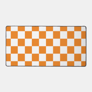 Chequered Orange and White Retro Desk Mat