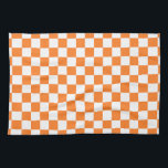 Chequered Orange and White Tea Towel<br><div class="desc">Abstract digital art of orange and white squares in a chequered formation.</div>