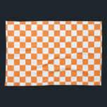 Chequered Orange and White Tea Towel<br><div class="desc">Abstract digital art of orange and white squares in a chequered formation.</div>