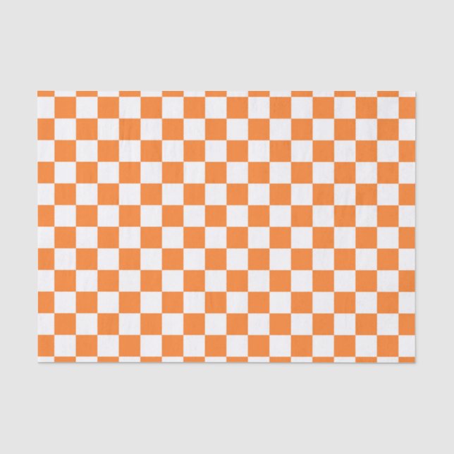 Chequered Orange and White Tissue Paper (Front)