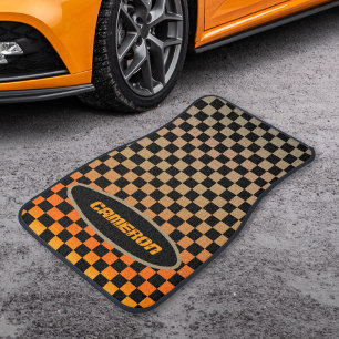 Chequered Orange Sand Sunset Car Floor Mat